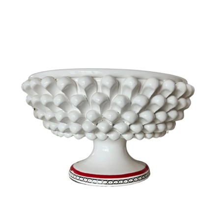 Sicilian white ceramic pine cone stand ALZPGN de simone pottery Sicilian white ceramic pine cone stand ALZPGN de simone pottery